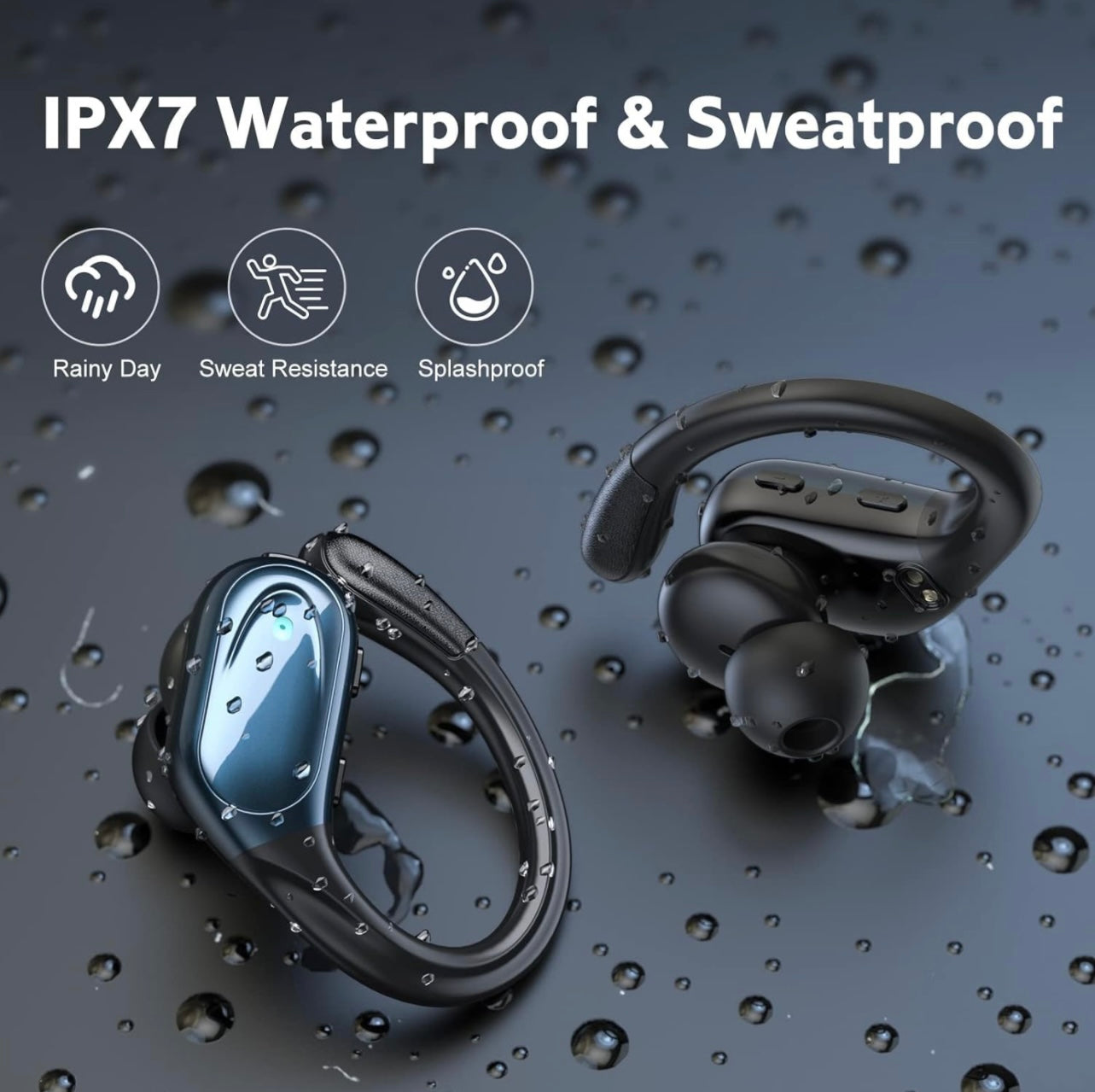 BX17 Handsfree Earphones 75H Playtime IPX7 Waterproof Over Ear True Wireless Stereo LED Display Earbuds