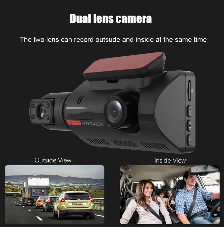 Mini Dash Cam 3inch IPS Screen Hidden Car Black Box Full HD Wide Angel Front and IR Inner Dual Lens Wide Angle Car Recorder