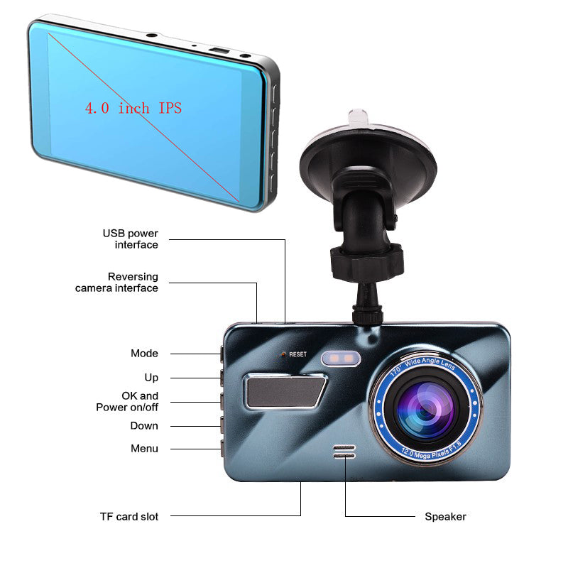 2023 Car Dash Cam 1296P 4.0 inch IPS Screen Car Rear Camera Dual Lens Front and Rear Car Dvr Driving Recorder