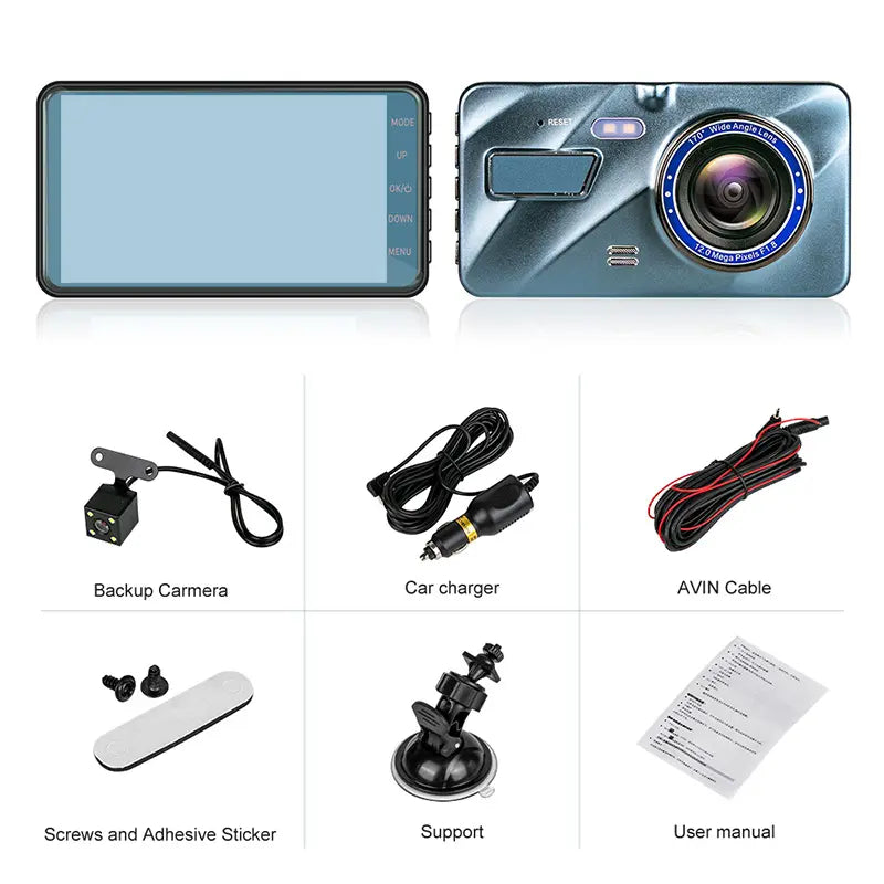 2023 Car Dash Cam 1296P 4.0 inch IPS Screen Car Rear Camera Dual Lens Front and Rear Car Dvr Driving Recorder