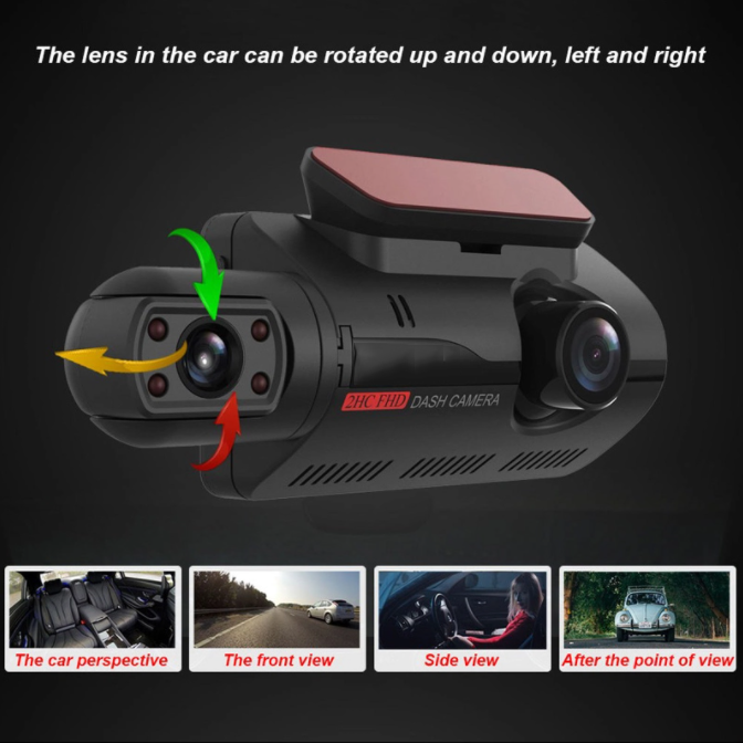 Mini Dash Cam 3inch IPS Screen Hidden Car Black Box Full HD Wide Angel Front and IR Inner Dual Lens Wide Angle Car Recorder