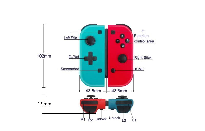 2023 New Design Comfortable Switch JoyCons Controller Wireless Remote Gamepad Joystick Grip For Nintendo Switch JoyCons