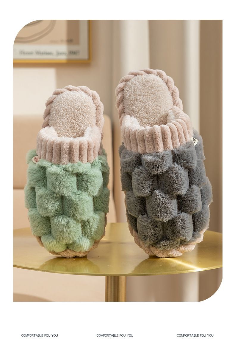 Unisex Winter Cotton Slippers Household Slippers Indoor Non-slip Couple Slippers Extremely Comfy Soft